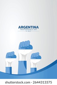 Dia da independência da Argentina 9 de julho mão com cartaz do vetor da cor da bandeira