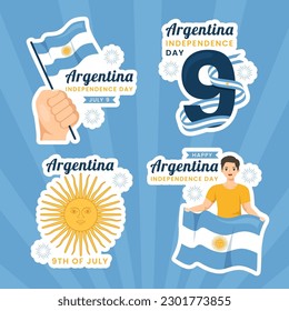 Argentinischer Unabhängigkeitstag - Flachkartoon-handgezeichnete Vorlagen, Hintergrundbild-Illustration