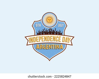 Argentina independence day. People celebrate the 9th of July. The Sun of May Sol de Mayo is a national emblem of Argentina on top of the shield.