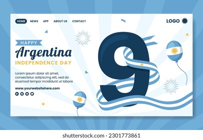 Argentina Independence Day Social Media Landing Page Flat Cartoon Hand Drawn Template Illustration