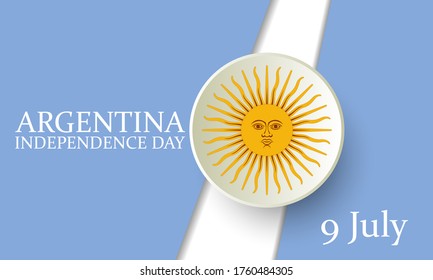 Argentina Independence Day (Spanish: Día de la Independencia) is always celebrated on 9th July. National public holiday. Independence from Spain was declared on 9 July 1816. Poster, Vector EPS 10