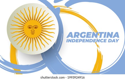 Argentina Independence Day (Spanish: Día de la Independencia) is always celebrated on 9th July. National public holiday. Independence from Spain was declared on 9 July 1816. Poster, Vector EPS 10