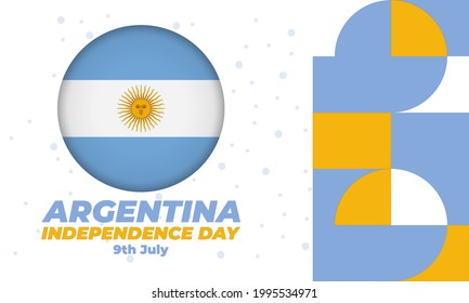 Argentina Independence Day (Spanish: Día de la Independencia) is always celebrated on 9th July. National public holiday. Independence from Spain was declared on 9 July 1816. Poster, Vector EPS 10