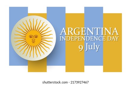 Argentina Independence Day (Spanish: Día de la Independencia) is always celebrated on 9th July. National public holiday. Independence from Spain was declared on 9 July 1816. Poster, Vector EPS 10