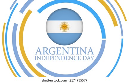 Argentina Independence Day (Spanish: Día de la Independencia) is always celebrated on 9th July. National public holiday. Independence from Spain was declared on 9 July 1816. Poster, Vector EPS 10