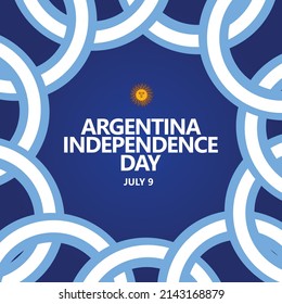 Argentiniens Unabhängigkeitstag, Vektorvorlage mit Bandmarken. Feiertag in Südamerika jährlich am 9. Juli.