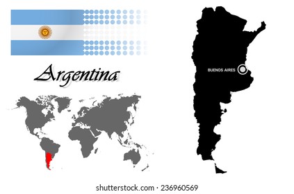 Argentina info graphic with flag , location in world map, Map and the capital ,Canberra, location.(EPS10 Separate part by part)