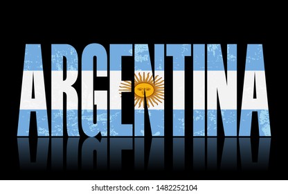 argentina inscription, grunge flag, vector illustration 