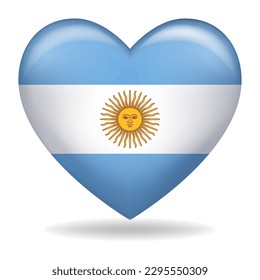 La insignia argentina en forma de corazón, aislada en ilustración vectorial blanca