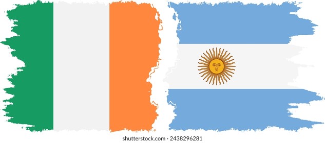 Argentina and Ireland grunge flags connection, vector