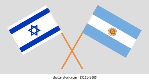 Argentina and Israel. The Argentinean and Israeli flags. Official colors. Correct proportion. Vector illustration