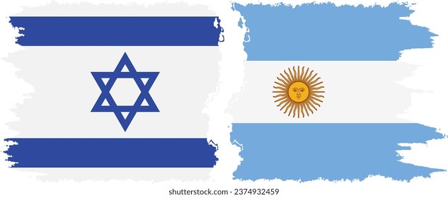 Argentina and Israel grunge flags connection, vector