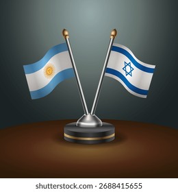 Argentina and Israel table flags relation  with gradient backgrund. Vector Illustration