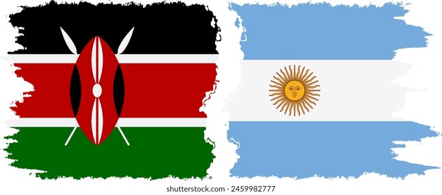 Argentina and Kenya grunge flags connection, vector