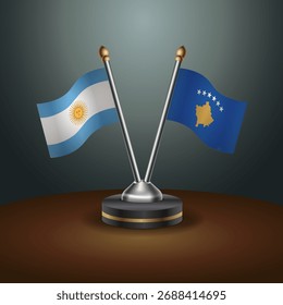 Argentina and Kosovo table flags relation  with gradient backgrund. Vector Illustration