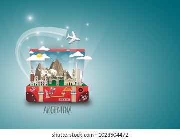 Argentina Landmark Global Travel And Journey paper background. Vector Design Template.used for your advertisement, book, banner, template, travel business or presentation.