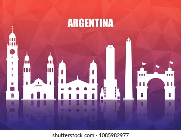 Argentina Landmark Global Travel And Journey paper background. Vector Design Template.used for your advertisement, book, banner, template, travel business or presentation