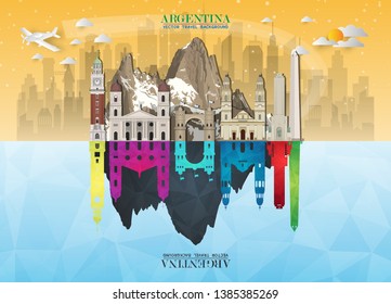 Argentina Landmark Global Travel And Journey Paper Background. Vector Design Template.used For Your Advertisement, Book, Banner, Template, Travel Business Or Presentation