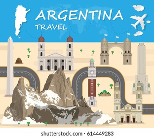 Argentina Landmark Global Travel And Journey Infographic Vector Design Template.vector Illustration