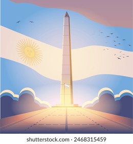 Argentina Landmark obelisk of buenos aires Illustration