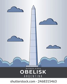 Argentina Landmark obelisk of buenos aires Illustration