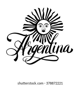 Argentina lettering. Hand lettering logo with watercolor elements.  argentina flag colors, grunge effects can be easily removed