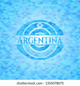 Argentina light blue emblem with mosaic background