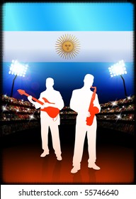 Argentina Live Music Band on Stadium Concert Background with Flag Original Illustration