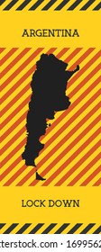 Argentina Lockdown Sign. Yellow country pandemic danger icon. Vector illustration.