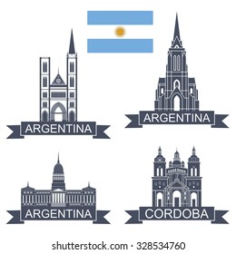 Argentina logo. Isolated Argentina buildings on white background