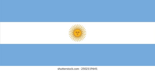 Argentina long bar flag vector design and illustration , National Flag of Argentina , Horizontal design of Argentina flag 