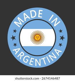 Argentina Hecho en Sello en círculo con Plantilla de Vector de la bandera sobre fondo blanco