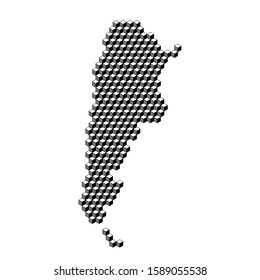 Argentina map from 3D black cubes isometric abstract concept, square pattern, angular geometric shape. Vector illustration.