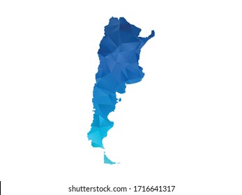 Argentinien Karte - Abstrakte geometrische, abgerundete dreieckige Farbverlauf-Grafik mit Low-Poly-Stil auf weißem Hintergrund , polygonal Design für Ihre . Vektorillustration, Abbildung eps10.