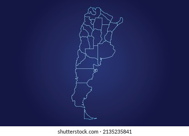 Argentina Map of Abstract High Detailed Glow Blue Map on Dark Background logo illustration 
