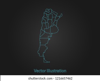 Argentina map - Abstract mash line and point scales on dark background with Argentina. flat design style, clean and modern. Vector Illustration eps10