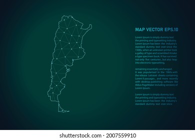 argentina map. Abstract mash line and point scales on dark background . 3D mesh polygonal network line, design sphere, dot and structure. Vector illustration eps 10.