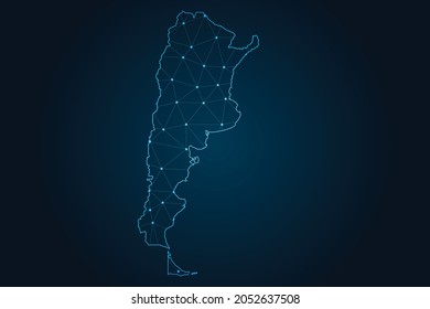 argentina map ,Abstract mash line and point scales on dark background for your web site design map logo, app, ui,Travel. Vector illustration eps 10.