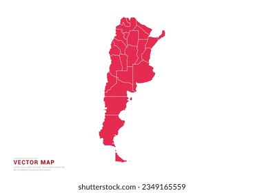 Argentina Map - abstract style red isolated on white background for infographic, design vector.