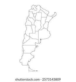 Argentina map with administrative divisions. Vector illustration.