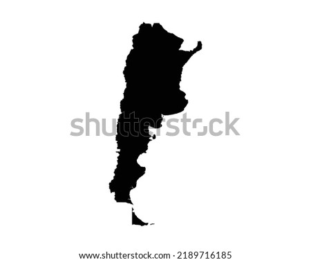 Argentina Map. Argentine Country Map. Argentinian Black and White National Outline Boundary Border Shape Geography Territory EPS Vector Illustration Clipart