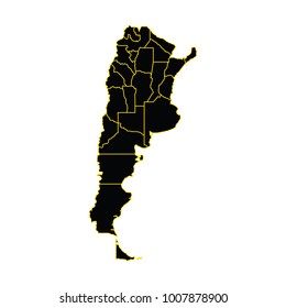 Argentina map black color, High detailed - black map of Argentina on white background. Vector illustration eps 10.