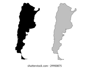 Argentina map. Black and white. Mercator projection.