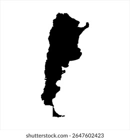 Argentina Map - black World Map International vector template with High detailed isolated on white background - Vector