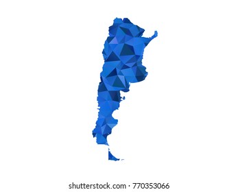 Argentina map - blue color style gradient graphic background , polygonal design for your . Vector illustration eps 10.
