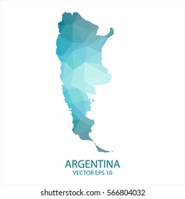 Argentina map - blue geometric rumpled triangular low poly style gradient graphic background , polygonal design for your . Vector illustration eps 10.