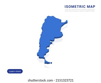 Argentina map blue isolated on white background with 3d isometric vector illustration.