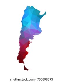 Argentina map. Blue and Red polygonal shape vector illustration on white background. Vector illustration eps 10.