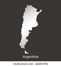 Argentina map, border with chrome, metal shine gradient. Vector illustration