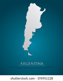 Argentina map card paper 3D natural, high detailed vector